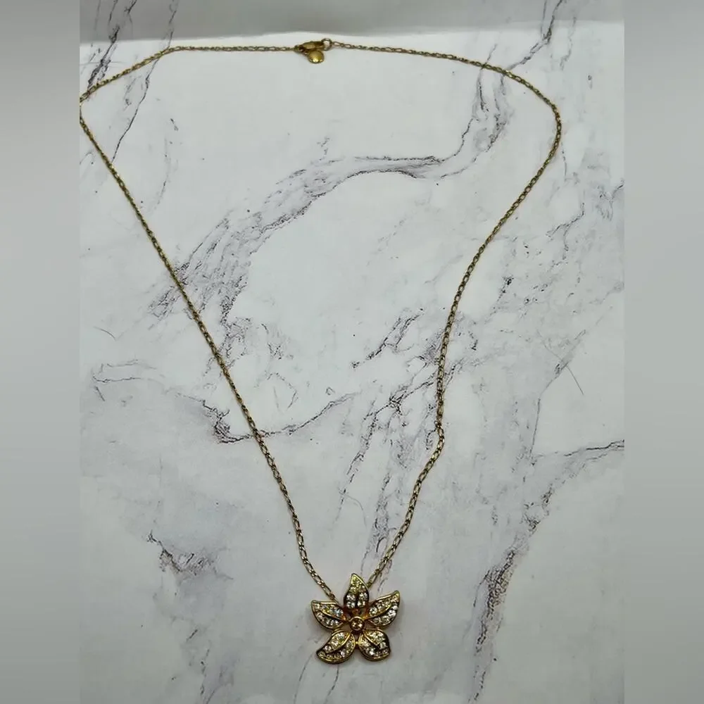 J. Crew pave crystal flower pendant necklace
